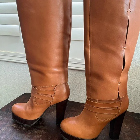Leather platform high heel boots size 6 - Picture 6 of 7